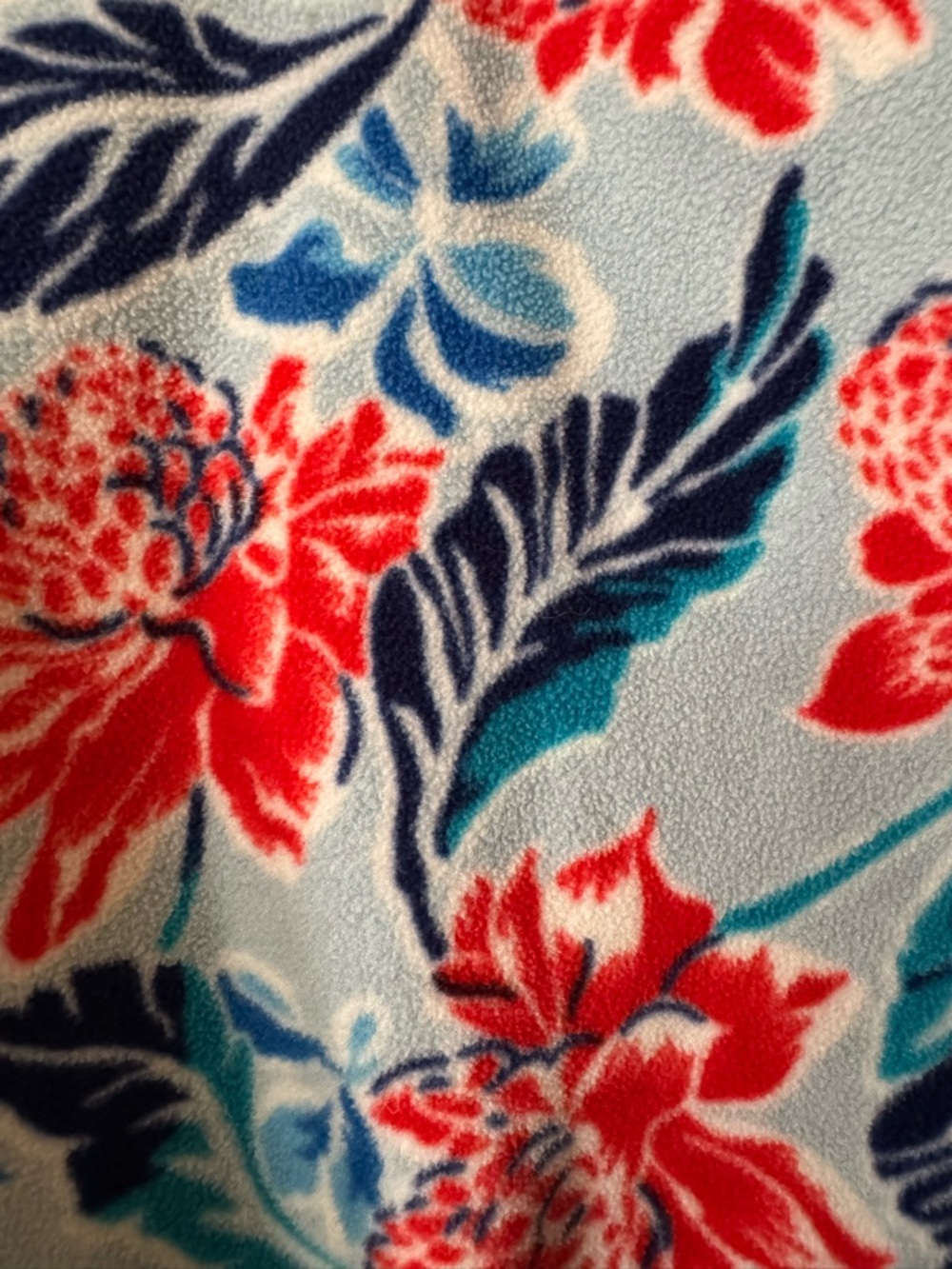 2010 Patagonia Floral Snap-T Fleece Pullover - Light Blue with Red & Navy - Picture 3 of 3